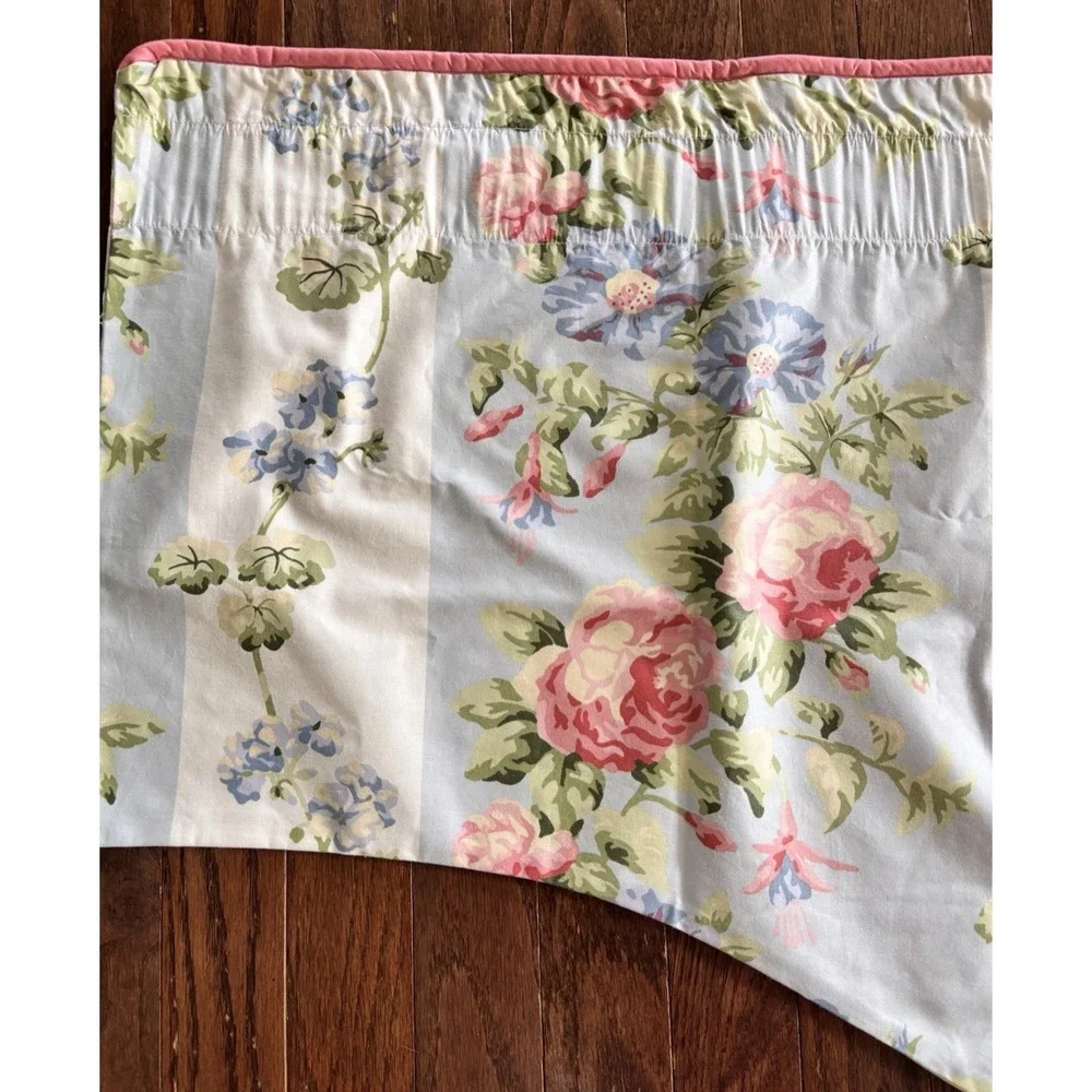 VTG 90s Cottagecore Laura Ashley Country Rose Blue Stripe 4 Custom Valances